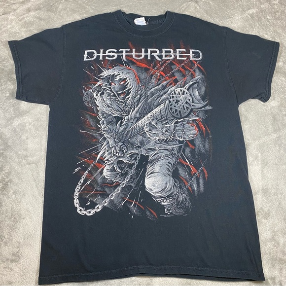 Disturbed Band T-Shirt Men’s Medium Black Short Sleeve Music Tee Crew Neck Metal - Picture 9 of 10